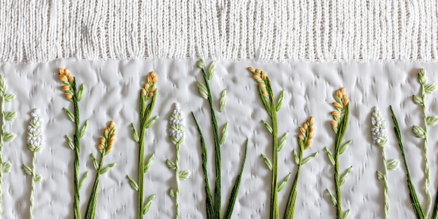 detal haftu w pastelowych kolorach